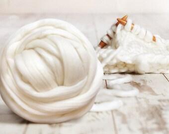 1lb Wool Roving Fiber White