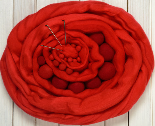 Luxurious Red Merino Wool Roving
