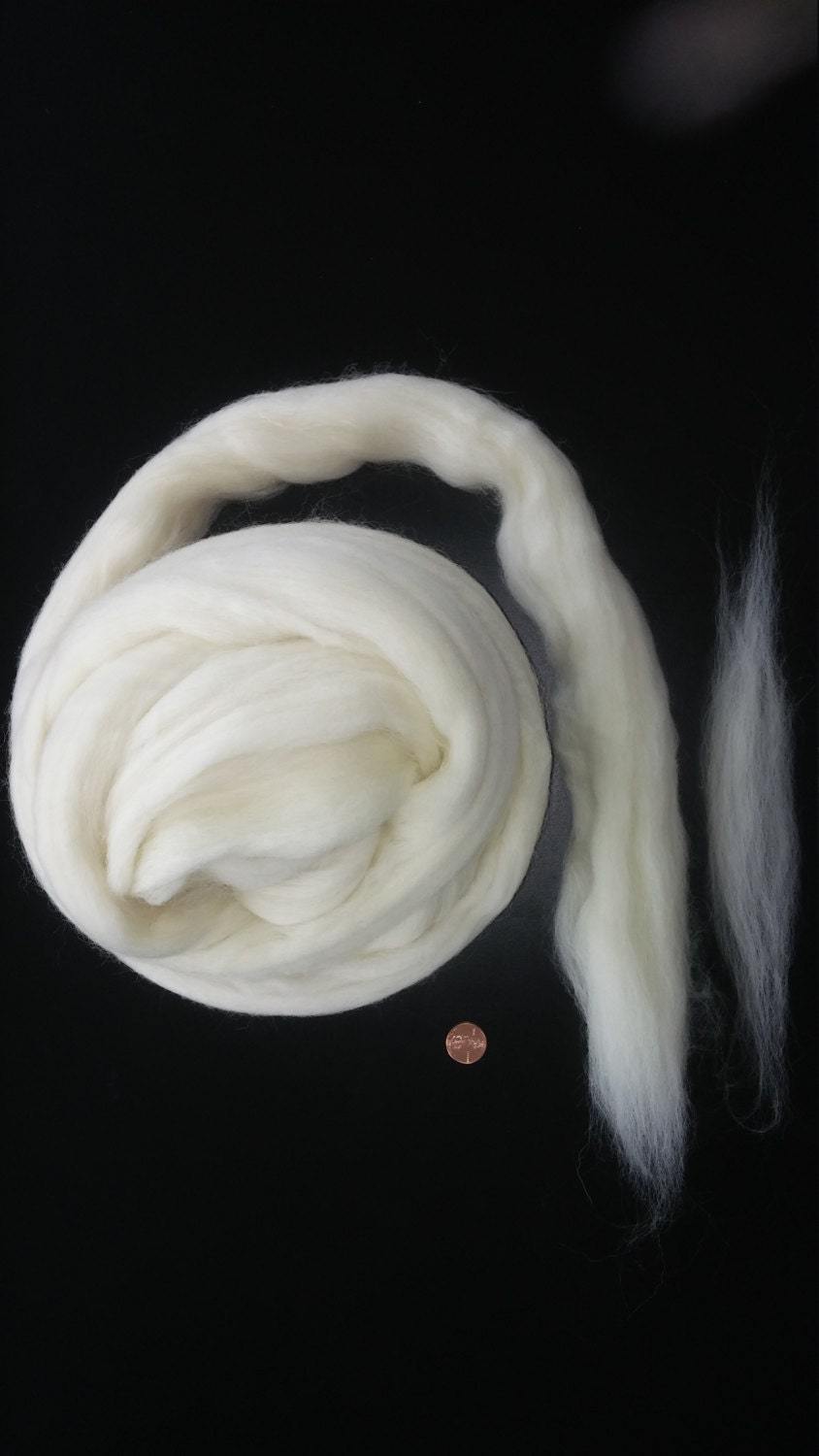 2 lbs White Wool Top Roving