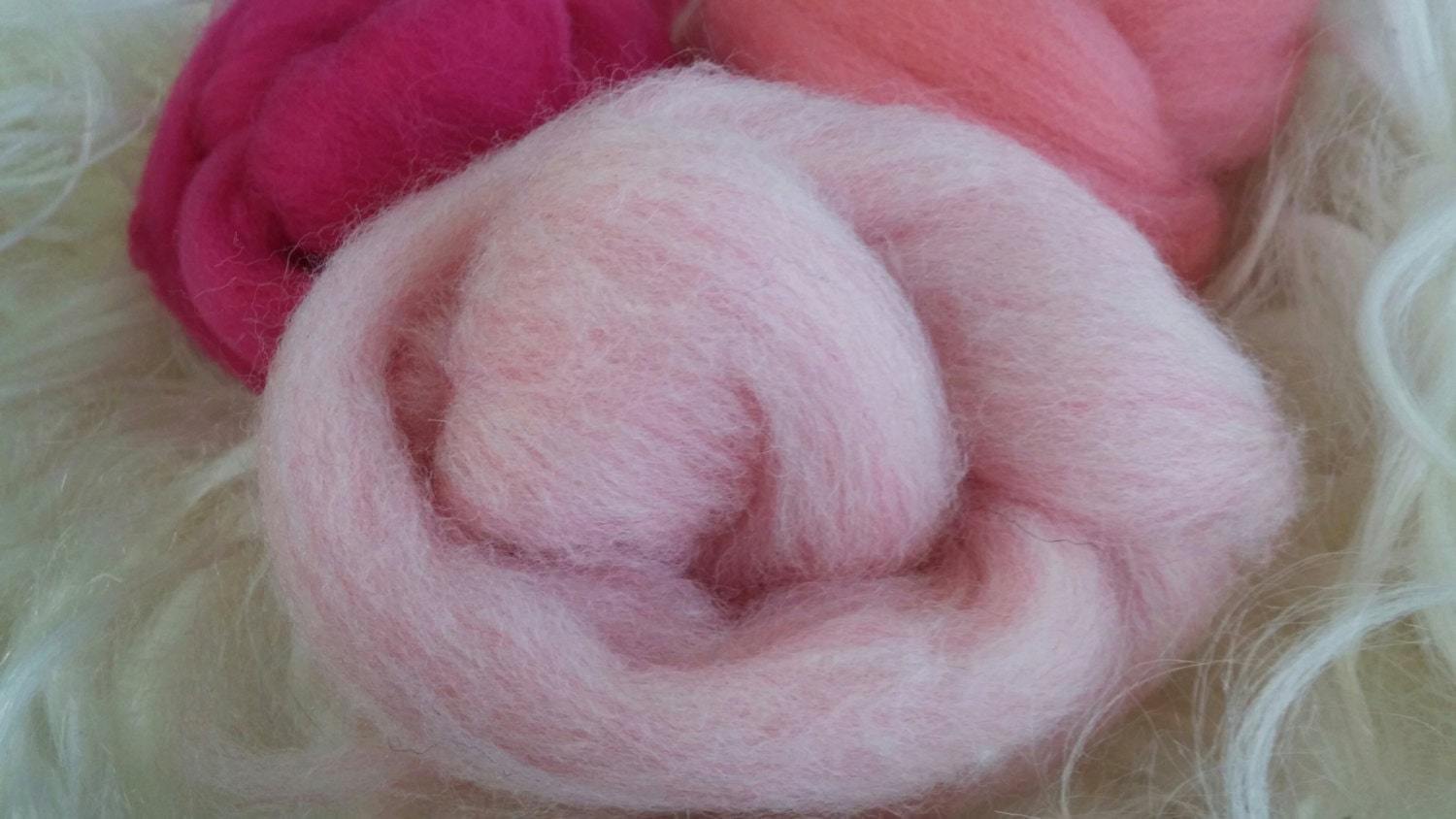 Pink Sampler Wool Top Roving