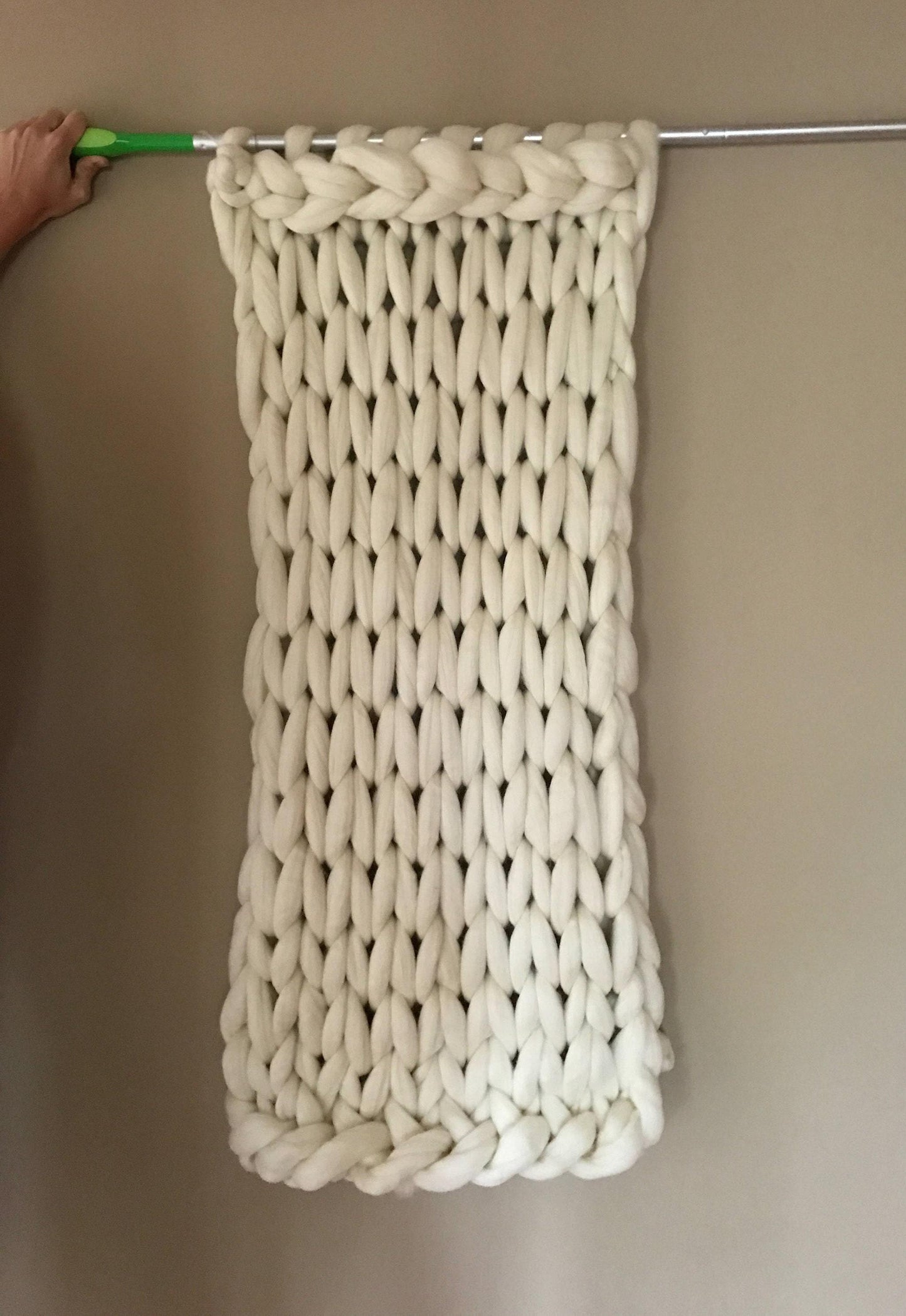 Super Chunky Knit Merino Wool Wall Hanging 30" x 50"  Visully soft and warm - Beautiful!