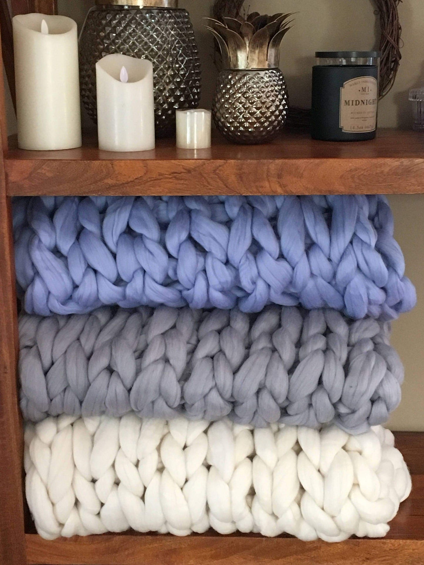 QUEEN Super Chunky Knit Blanket Merino Wool 60"x 80" QUEEN Blanket Giant Knit, Extra Chunky Wool Blanket, Bulky Knit Blanket, Arm Knit Cozy