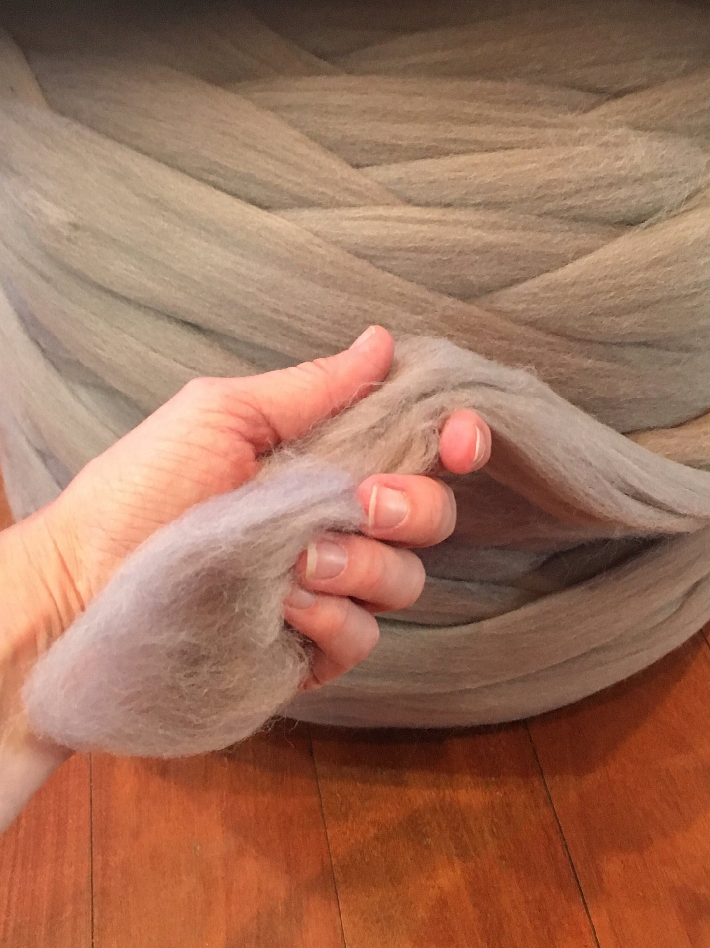 Silver Gray Storm Bulk Roll 14 lbs!   Wholesale Merino wool Top Roving- Arm Knit Chunky Blanket Do It Yourself Spin Felt Craft