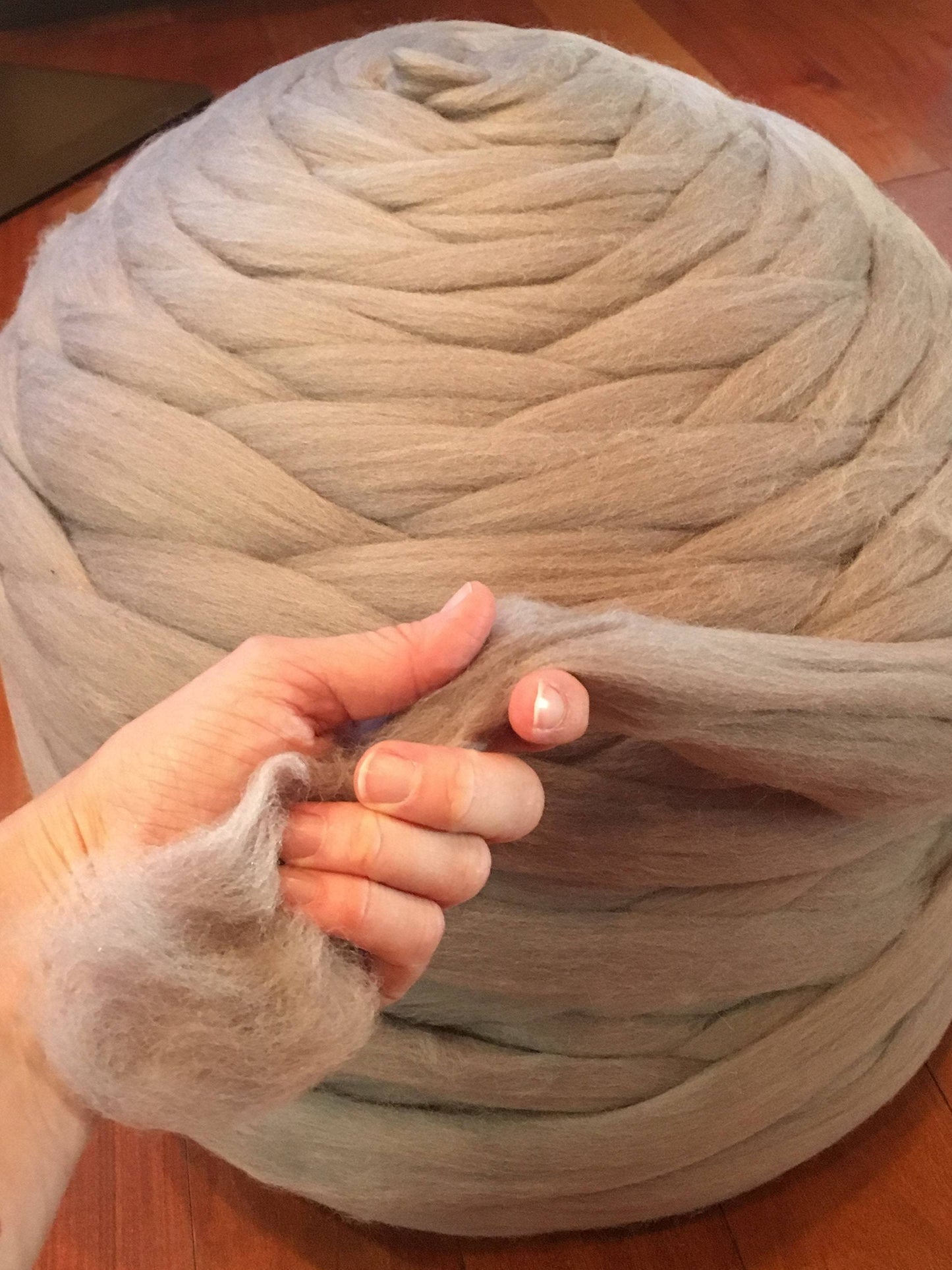 Silver Gray Storm Bulk Roll 14 lbs!   Wholesale Merino wool Top Roving- Arm Knit Chunky Blanket Do It Yourself Spin Felt Craft