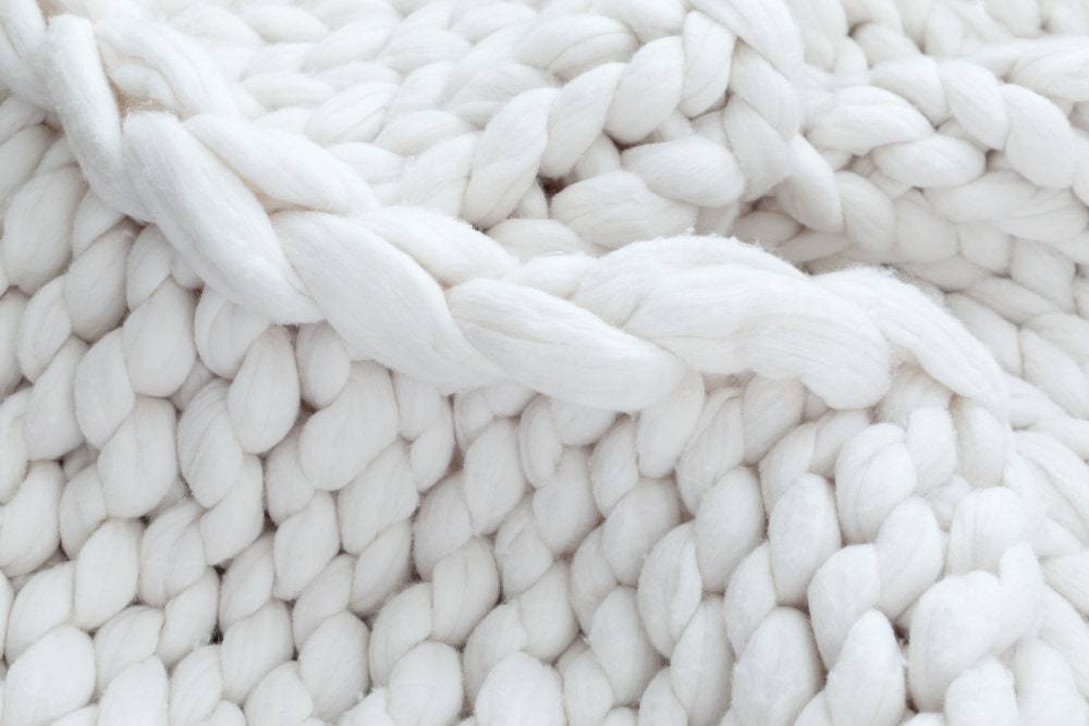 Chunky Knit Blanket -Giant Knit Merino Wool 60" x 80" Full/Queen Blanket Giant Knit-Cuddly Ultra Soft