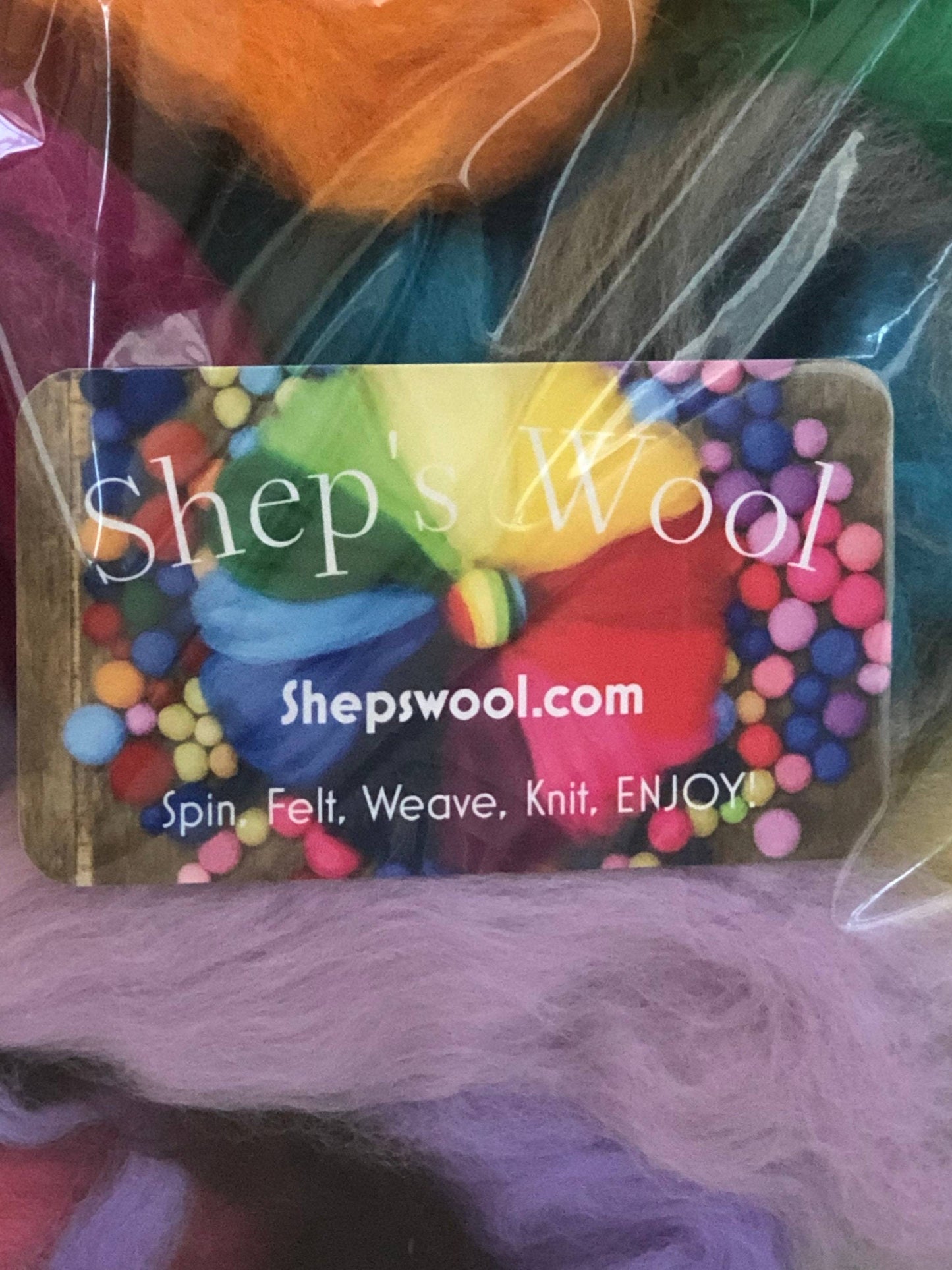 Multicolor Dyed Wool Fiber Roving Mix Sampler Bag