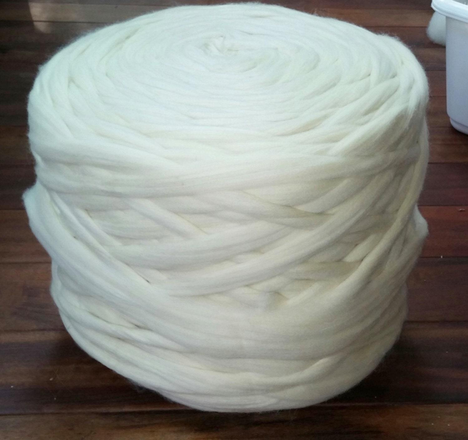 30 lb Natural White Wool Top Roving Fiber Spinning, Felting, Crafts Fresh Milled