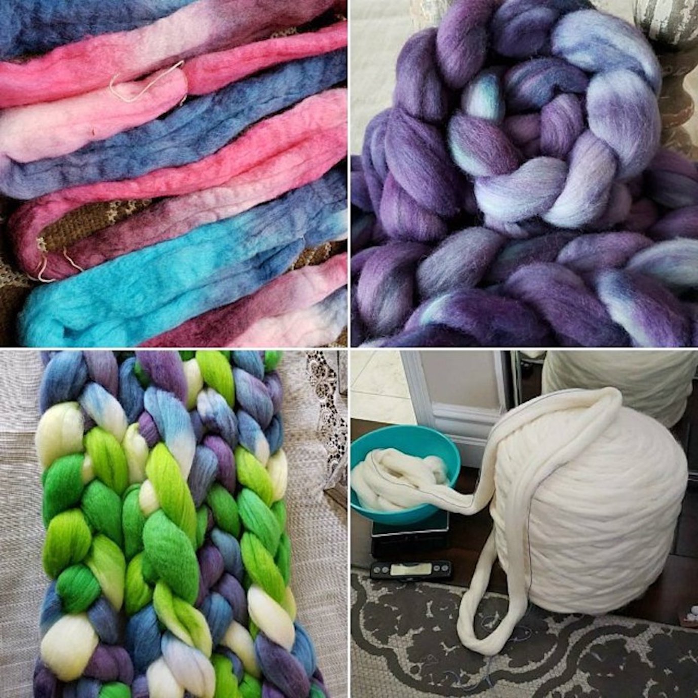 Natural White Wool Roving