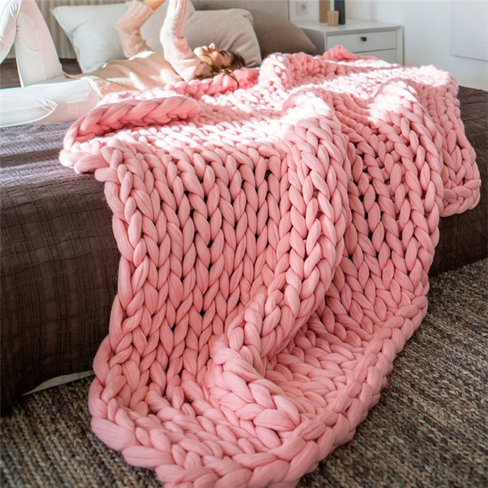 Chunky Knit Wool Handmade Blanket