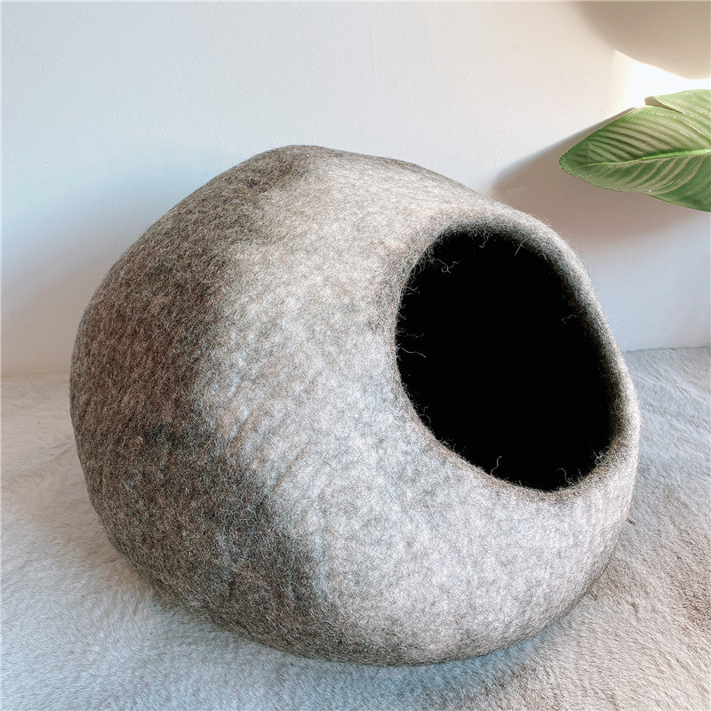 Felted Wool Cat Cave Pet Bed