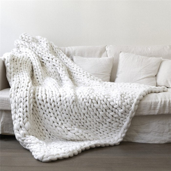 Chunky Knit Wool Handmade Blanket