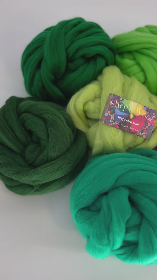 1 LB Green Wool Roving SAMPLER, Wool Fiber, Wool Top, Spinning Wool, Felting Wool, Craft Wool, Wool Roving by the Pound, felting Wool, Fleece