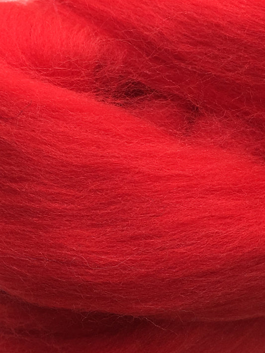 Luxurious Red Merino Wool Roving