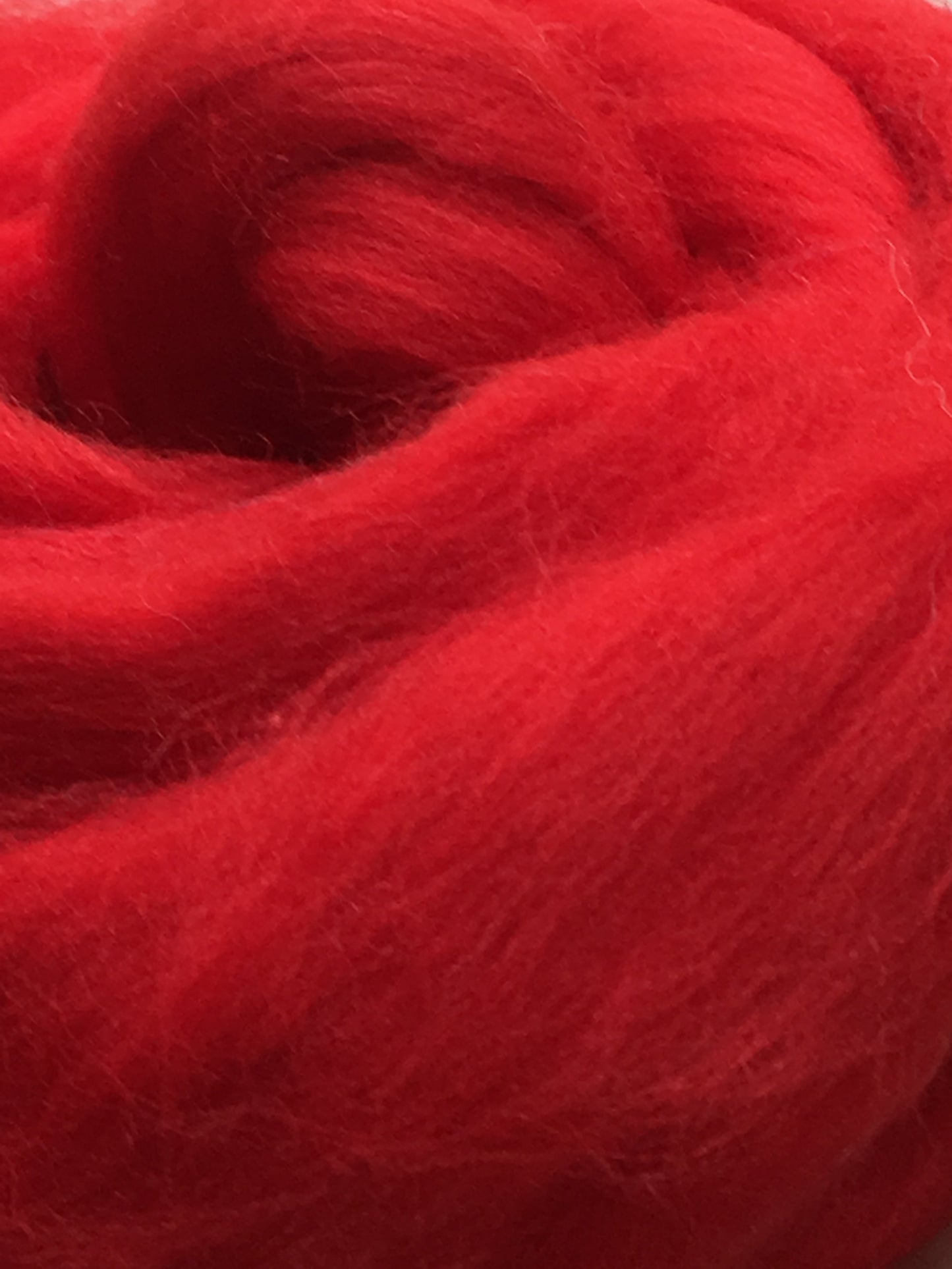 Luxurious Red Merino Wool Roving