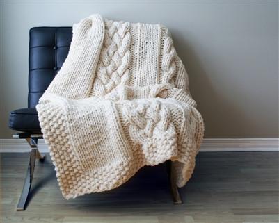 Cable knit wool blanket
