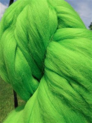 Apple Green Merino Wool Top Roving, Green Roving