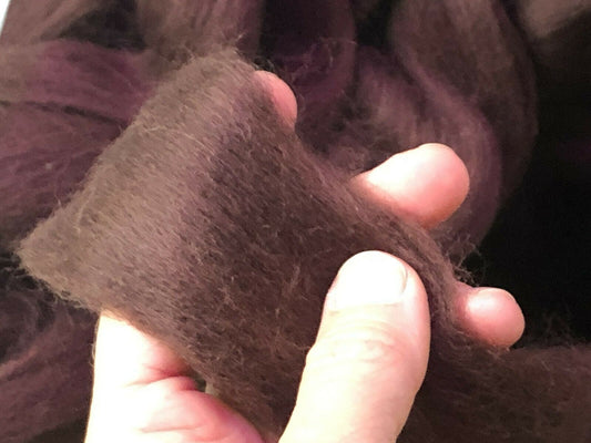 Luxurious Dark Brown Wool Roving