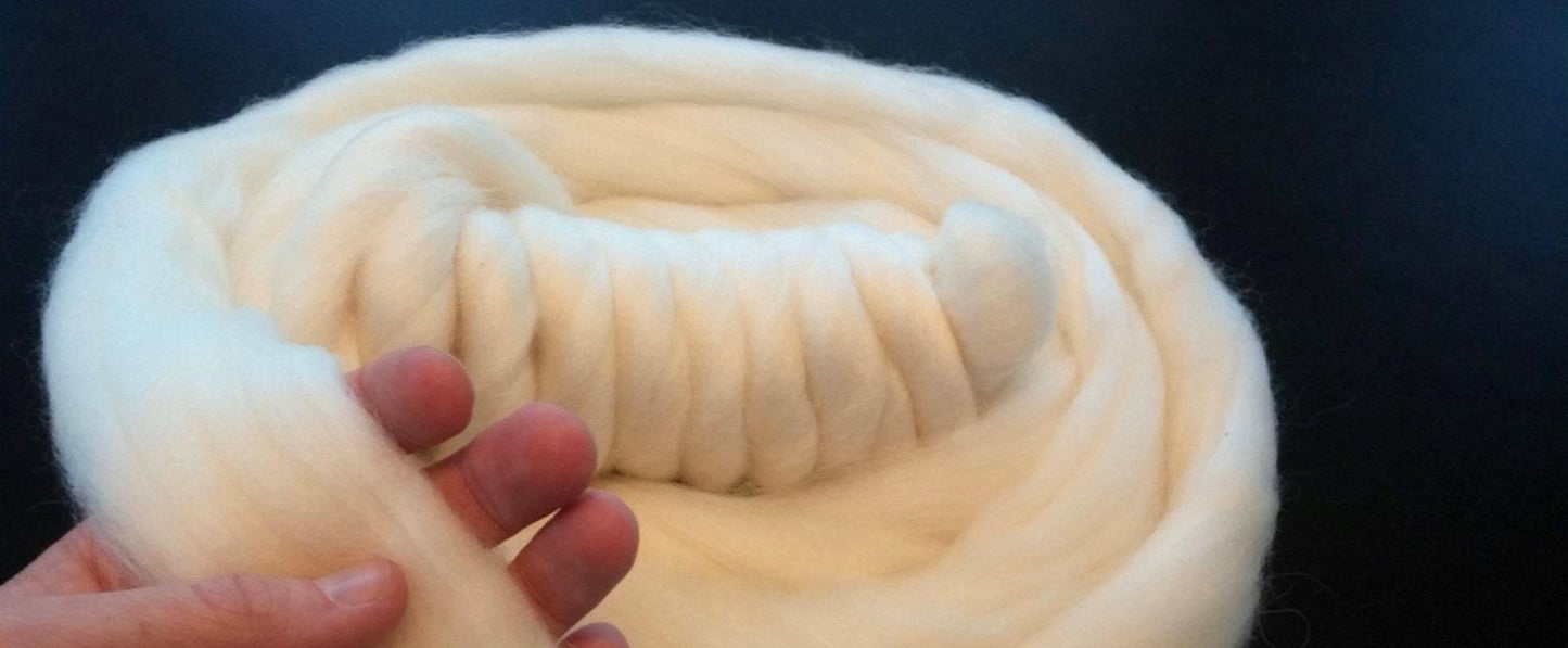 Shep's SuperWash MERINO 21 micron Natural White Wool Top -Spin into yarn Next to Skin Super Soft Softness Super Wash does not shrink