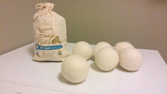 Shep's Natural Laudry Complete  KIT (1 lb Organic Soap Nuts Natural Laundry Detergent and 6 Wool Dryer Balls)