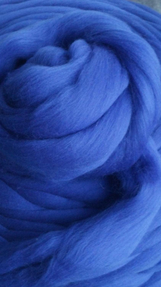 4 oz Sapphire  Blue Merino Wool Top Roving Fiber Spinning, Felting , weaving, dolls, Crafts USA -SALE!