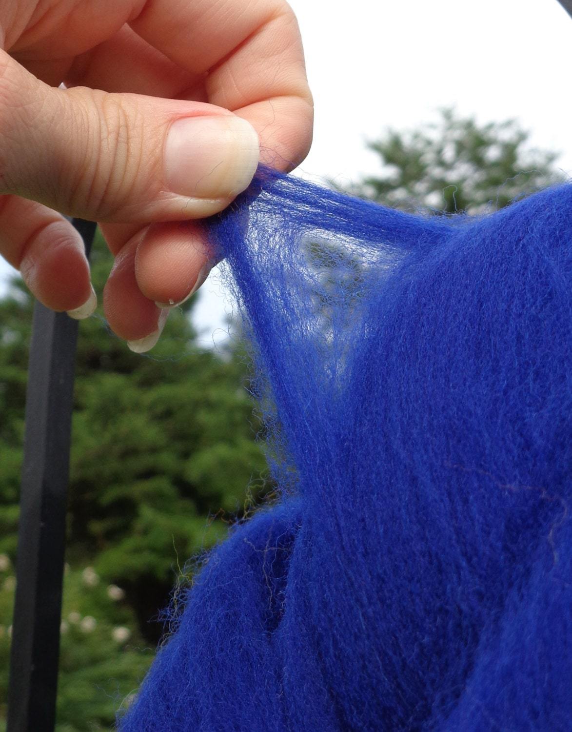 4 oz Sapphire  Blue Merino Wool Top Roving Fiber Spinning, Felting , weaving, dolls, Crafts USA -SALE!