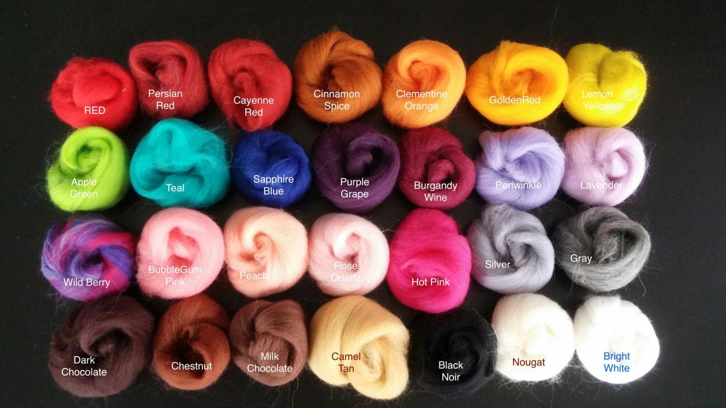 Vibrant Merino Wool Roving