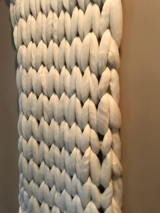 Super Chunky Knit Merino Wool Wall Hanging 30" x 50"  Visully soft and warm - Beautiful!