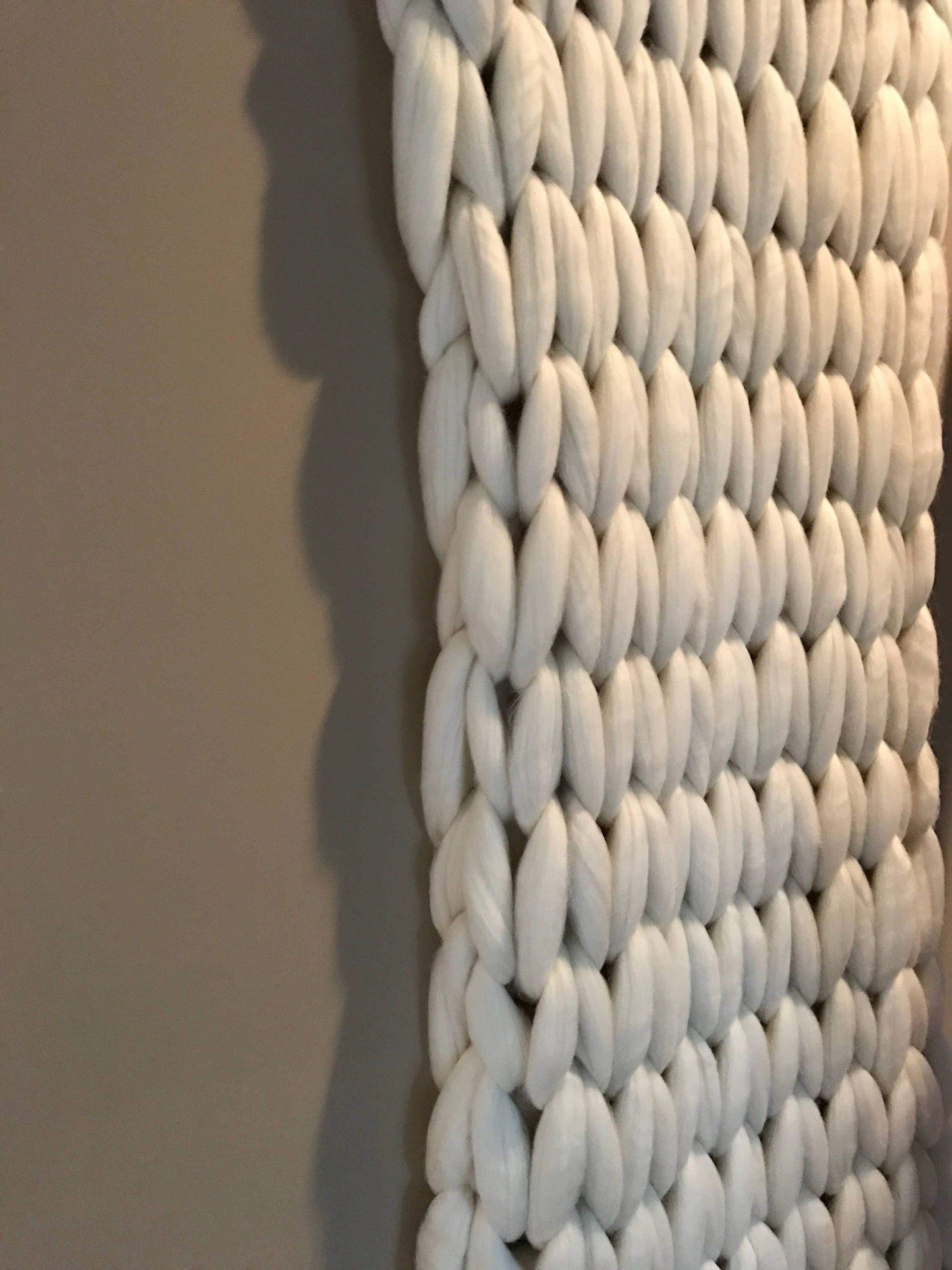 Super Chunky Knit Merino Wool Wall Hanging 30" x 50"  Visully soft and warm - Beautiful!