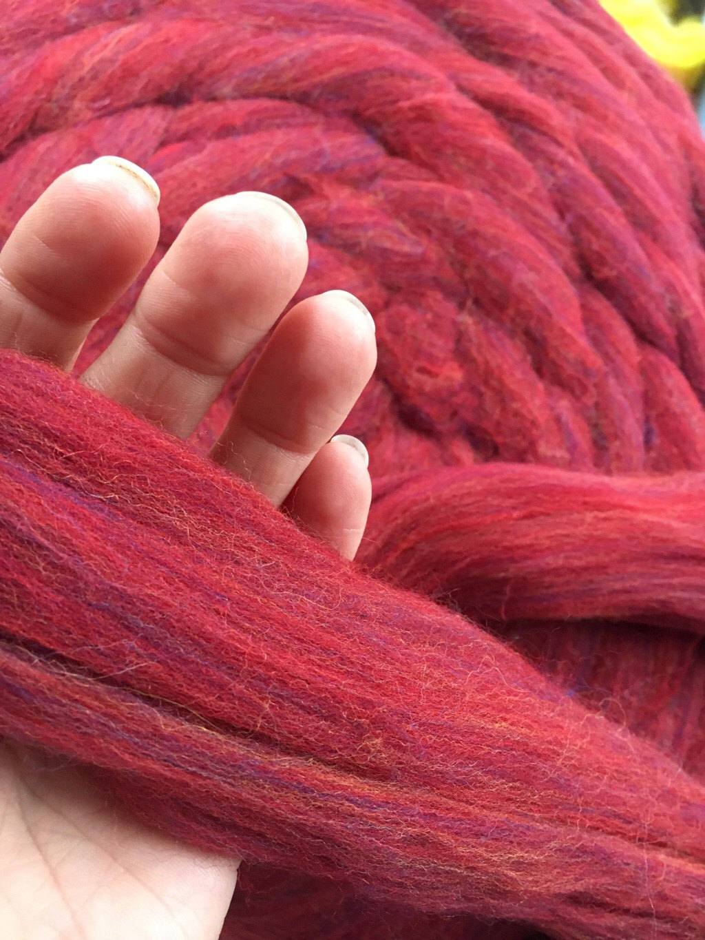 Persian Red Merino  Wool Top Roving - Spin into Yarn, Needle Felt wet felt, weave, knit, all Crafts