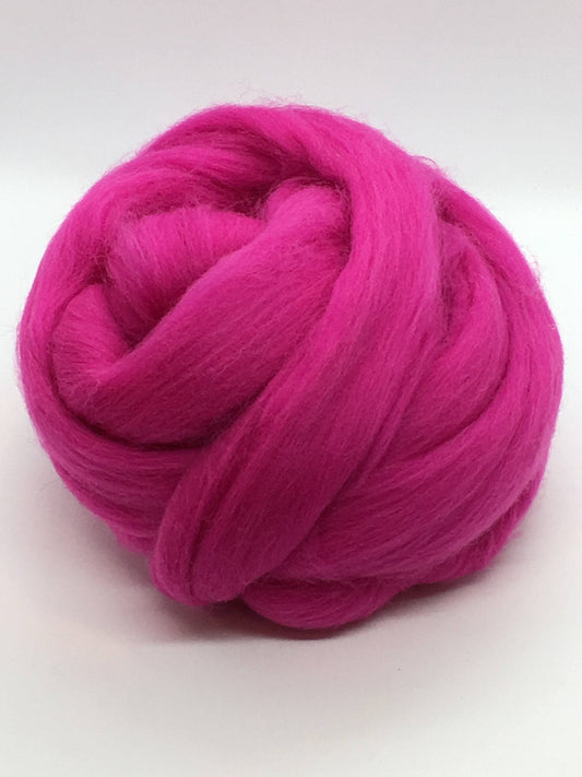 Hot Pink Wool Merino Top Roving - Spin into Yarn, Needle Felt, Wet Felt, Spinning, Felting, Weaving, Knitting, all Crafts