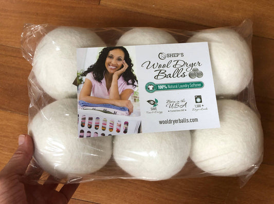 FULL SET of 6 EXTRA Mega Large Wool Dryer Balls for Softening Laundry- 100% Natural Laundry Softener Choose your Color