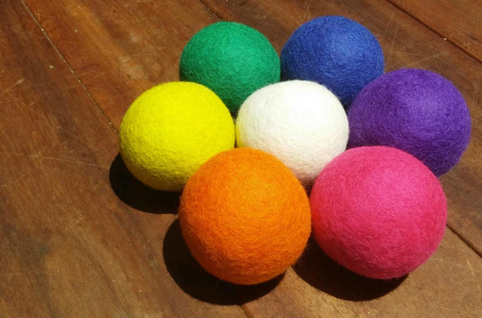 7 Large Wool Balls colorful RAINBOW Color Pack FUN learning and play toy for children, baby gift