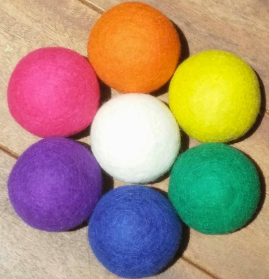 7 Large Wool Balls colorful RAINBOW Color Pack FUN learning and play toy for children, baby gift