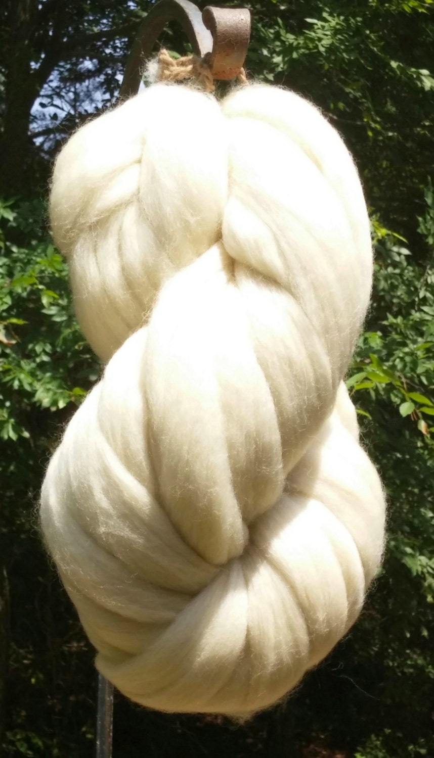 1lb Wool Roving Fiber White