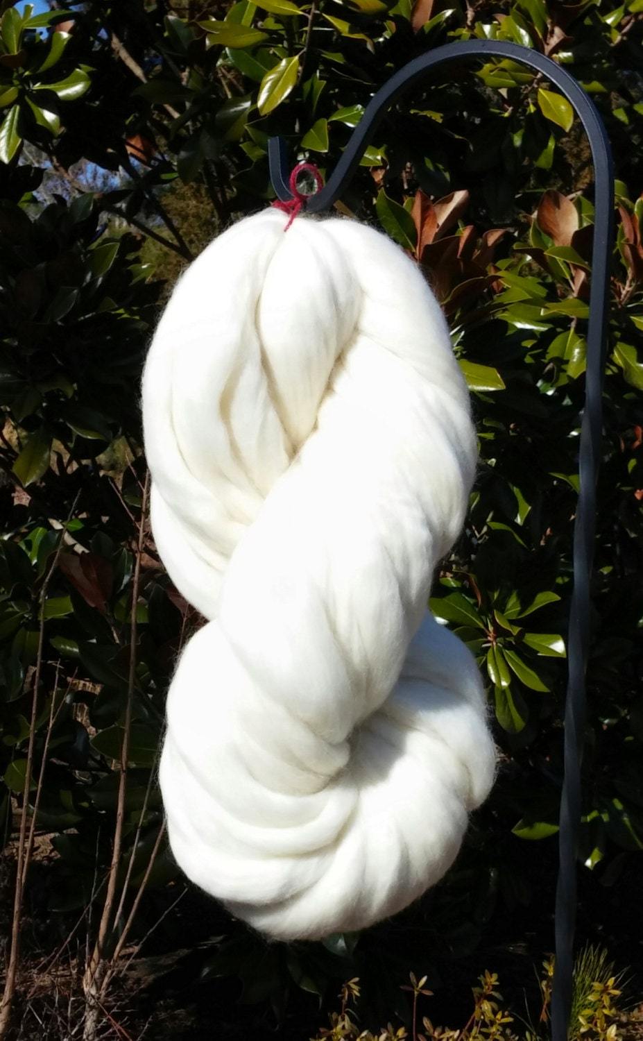 Falkland white wool top 1lb for spinning, dying, crafts, felting, weaving tapestry, knitting etc..Beautiful high quality!