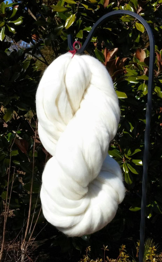 Falkland white wool top 1lb for spinning, dying, crafts, felting, weaving tapestry, knitting etc..Beautiful high quality!