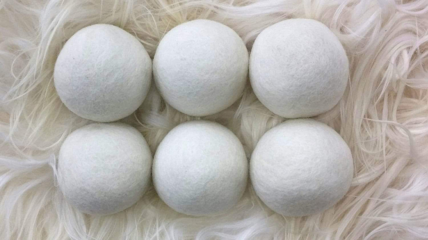 Wool Dryer Balls XL FULL Set of 6 White OR 6 Gray Wool Dryer Balls for Softening Laundry 100% Natural Laundry Softener