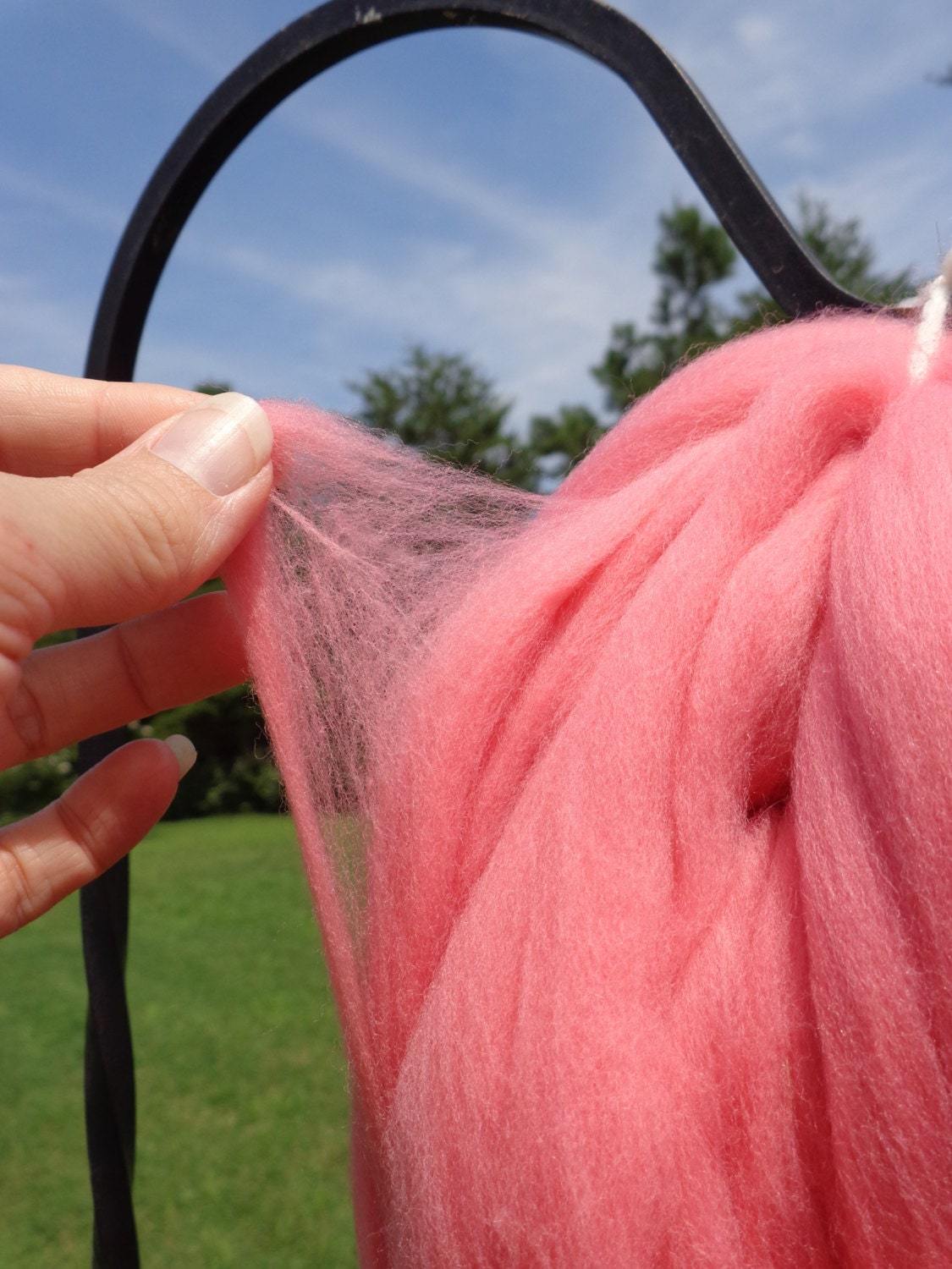 Bubble Gum Pink Merino Wool Roving