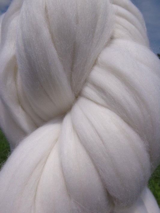 Bright White Merino Wool Top Roving
