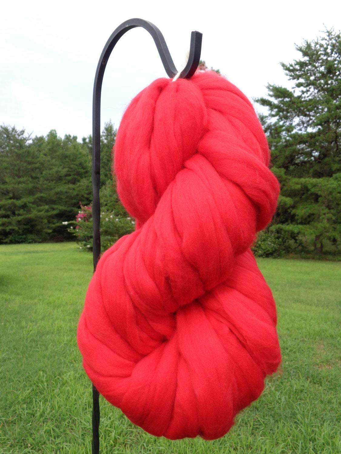 Red Merino Wool Top Roving