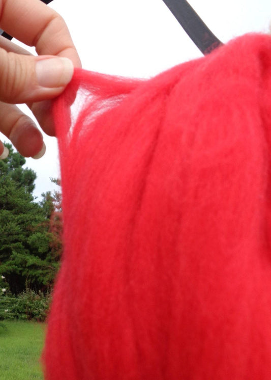 Red Wool Roving - Soft Merino Wool Top Roving for Spinning and Wet or Needle Felting