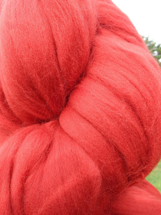 Cayenne Red Wool Top Roving - Spin into Yarn, Needle Felt wet felt all Crafts