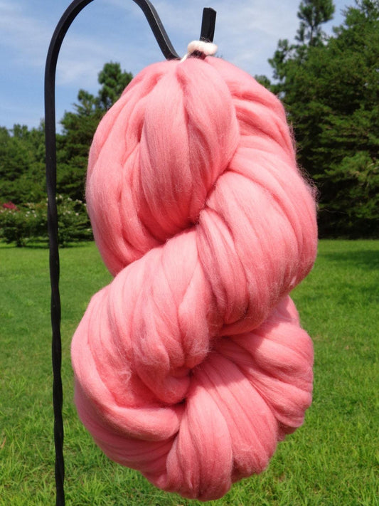 Bubble Gum Pink Merino Wool Roving