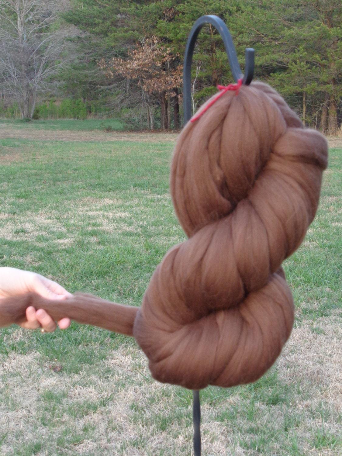 Milk Chocolate Brown Merino Wool Roving Fiber