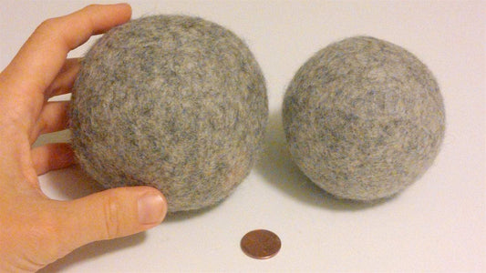 SET of 6 XL Mega Natural Gray Wool Dryer Balls for Softening Laundry