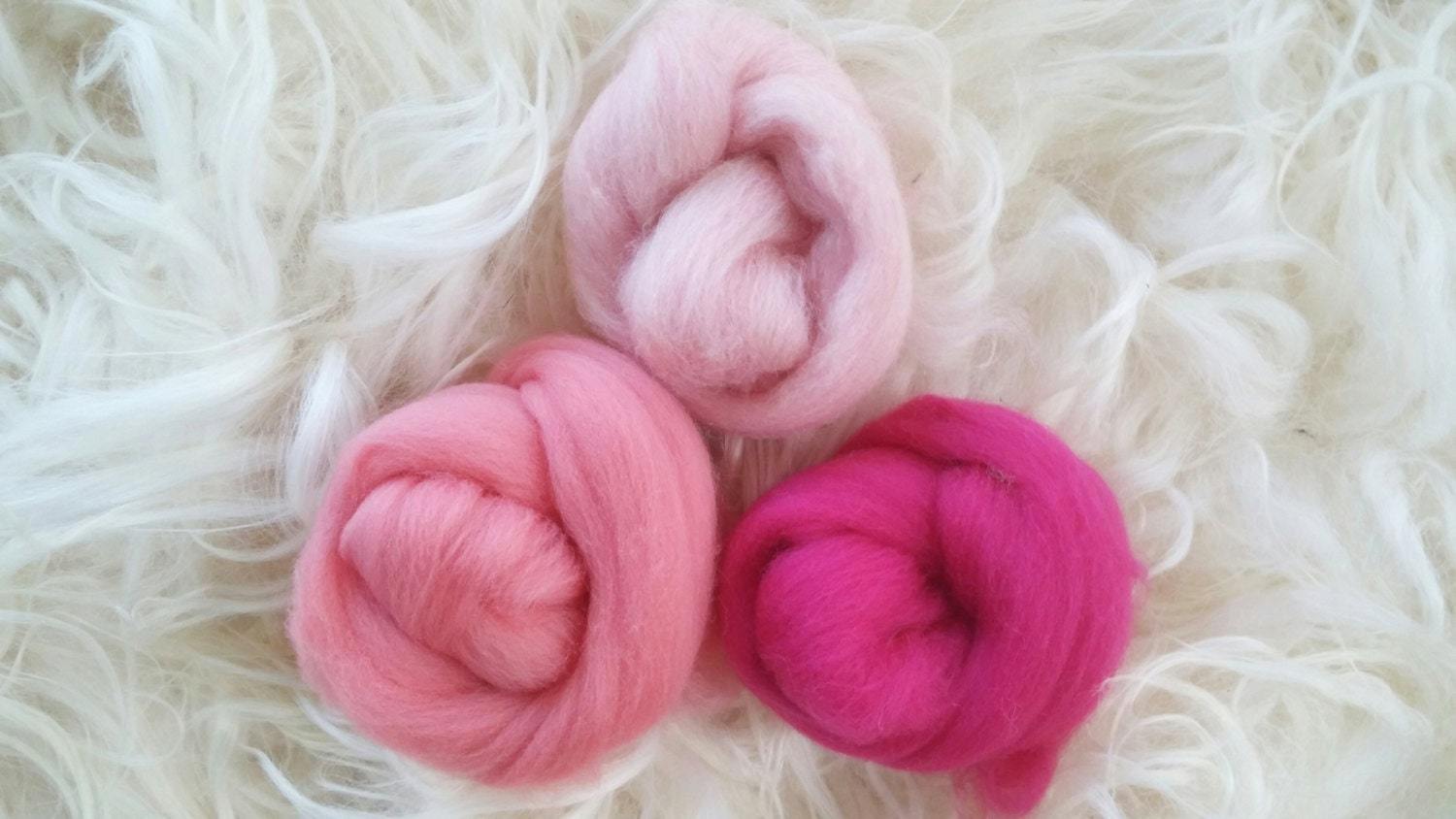 Pink Sampler Wool Top Roving
